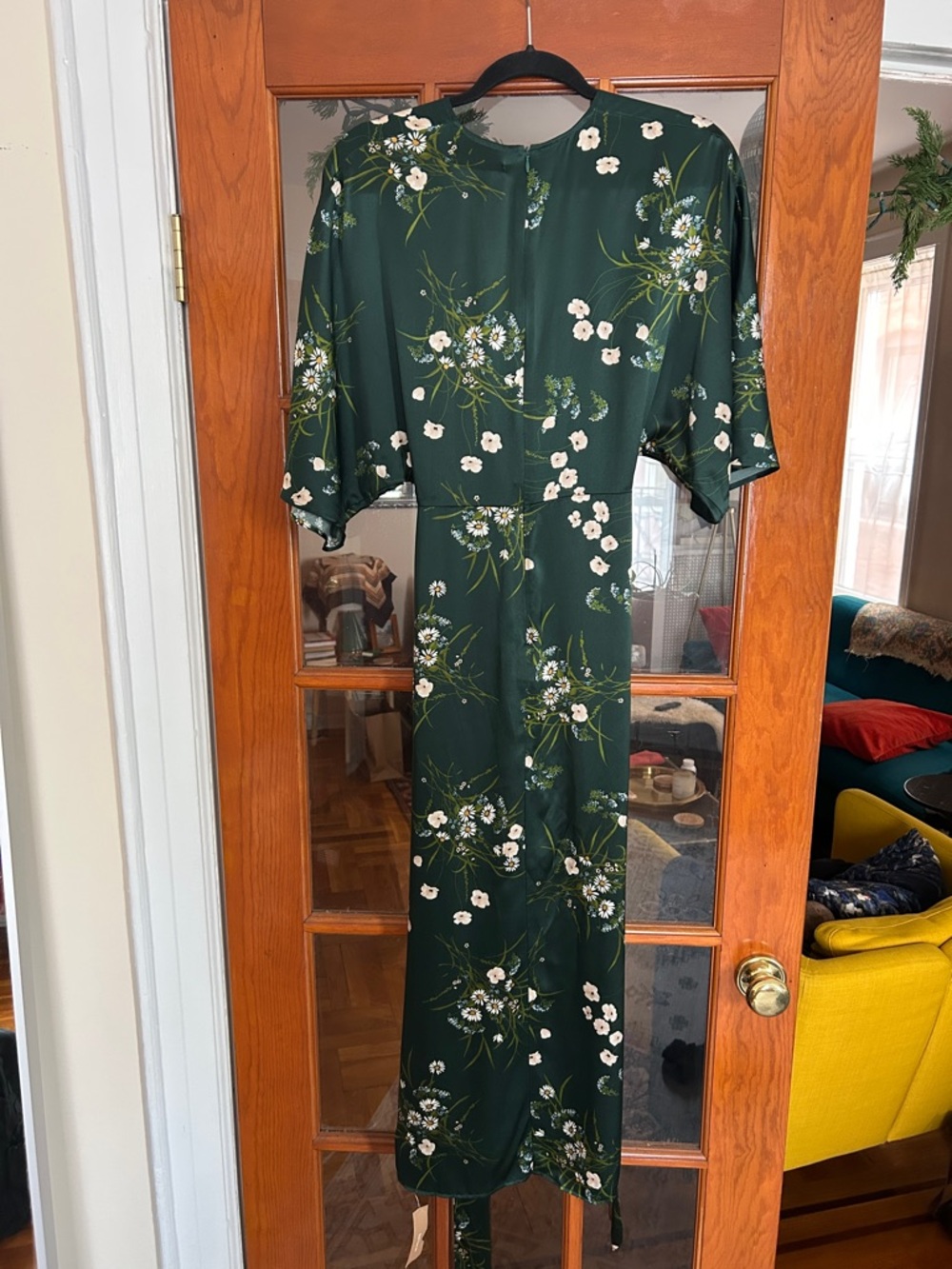 Reformation Hedi Silk Green Floral Dress - Picture 3 of 7
